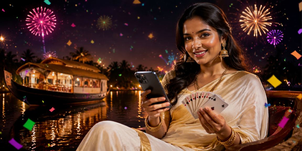 Teen Patti game preview on 473001 interface featuring Kerala backwaters background